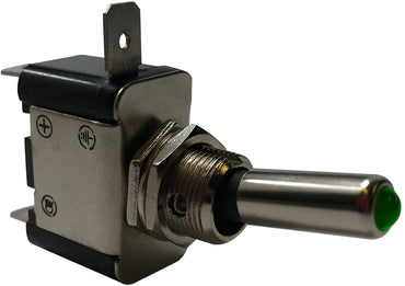Green Heavy Duty LED Illuminated ON / OFF Metal Toggle Switch SPST - 20 Amps @ 12 Volts