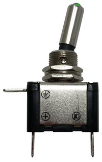 Green Heavy Duty LED Illuminated ON / OFF Metal Toggle Switch SPST - 20 Amps @ 12 Volts
