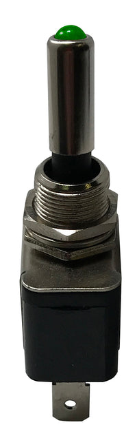 Green Heavy Duty LED Illuminated ON / OFF Metal Toggle Switch SPST - 20 Amps @ 12 Volts
