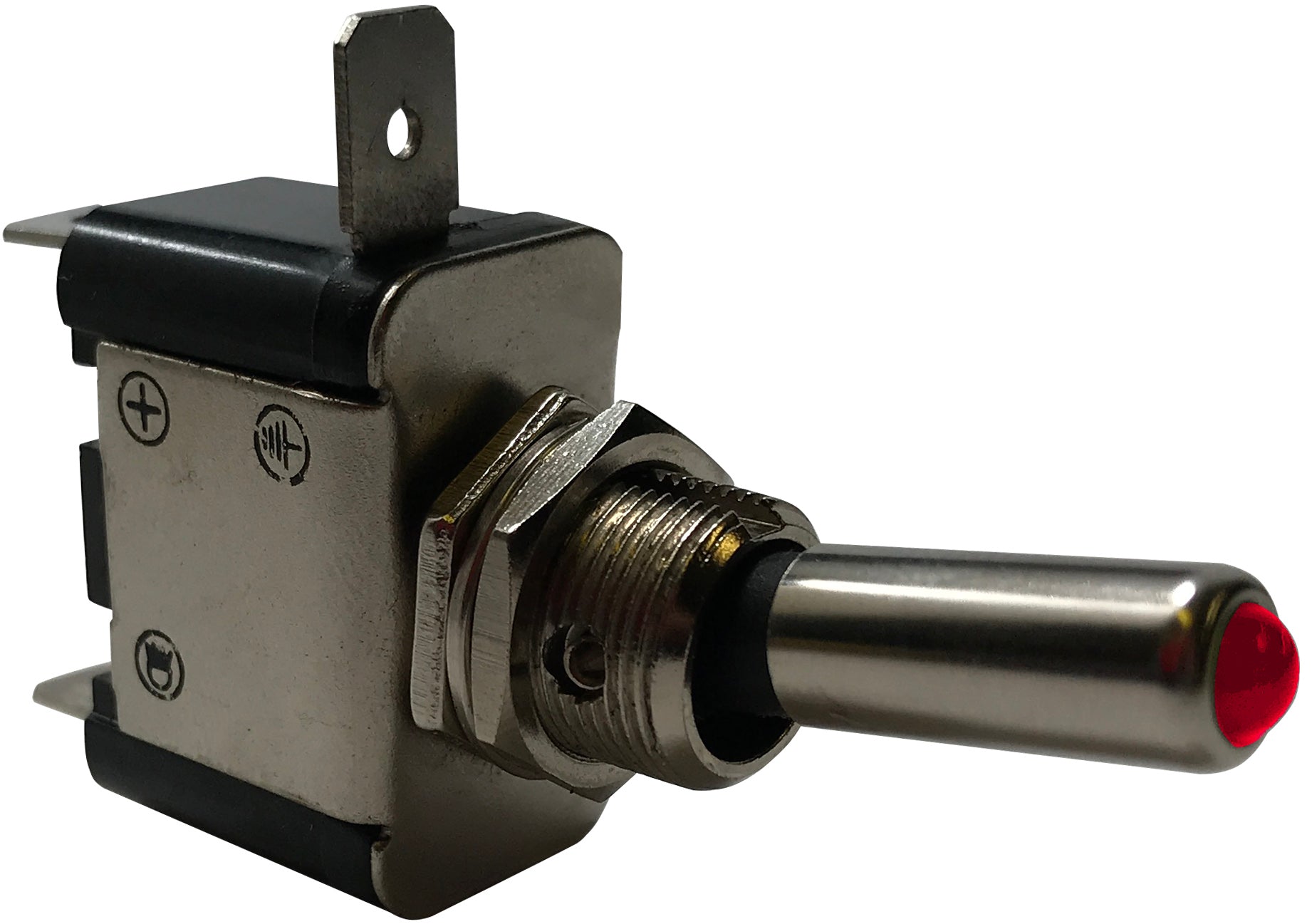 Red Heavy Duty LED Illuminated ON / OFF Metal Toggle Switch SPST - 20 Amps @ 12 Volts