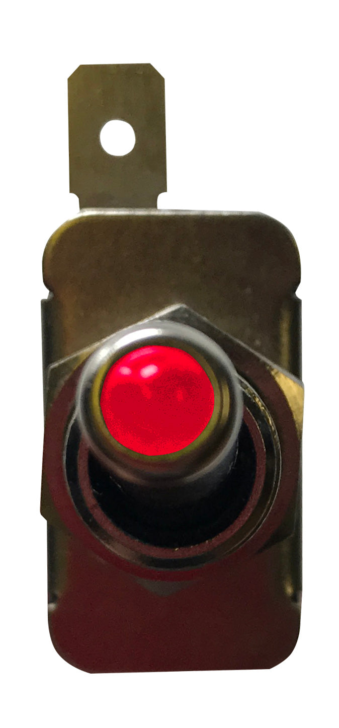 Red Heavy Duty LED Illuminated ON / OFF Metal Toggle Switch SPST - 20 Amps @ 12 Volts