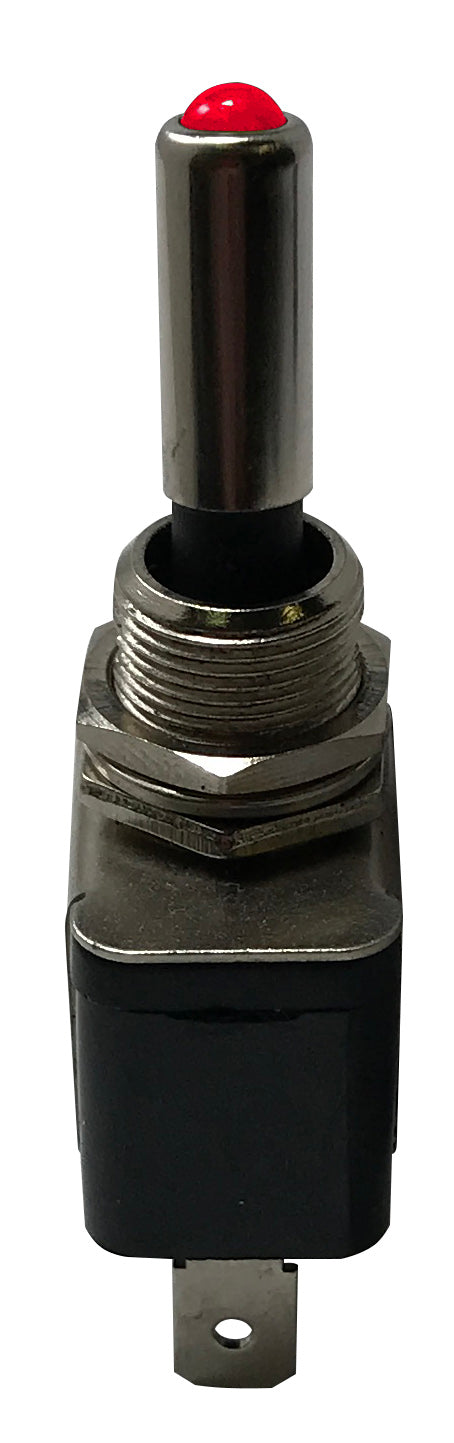 Red Heavy Duty LED Illuminated ON / OFF Metal Toggle Switch SPST - 20 Amps @ 12 Volts