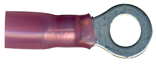 Heat Shrink & Crimp Red Ring Terminal 8 Gauge 1/4 Stud - 10 Pack
