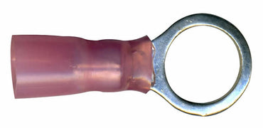 Heat Shrink & Crimp Red Ring Terminal 8 Gauge 5/16 Stud - 10 Pack