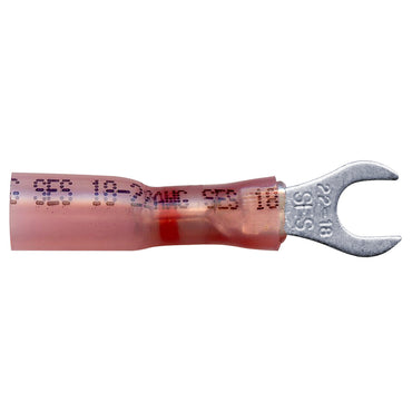 Heat Shrink & Crimp Red Long Neck Spade Terminal 22-18 Gauge #10 Stud - 10 Pack