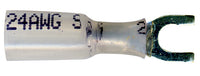 Heat Shrink & Crimp White Spade Terminal 26-24 Gauge #4 Stud - 100 Pack