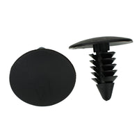 Black Nylon Bumper & Fender Shield Clip Retainers - 1/4" Hole - 21/32" Stem - 100 Pack