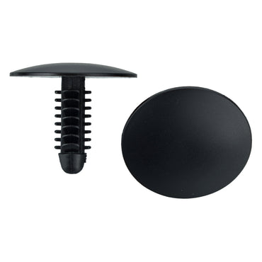 Black Nylon Fascia Panel Clip Retainers - 1/4" Hole - 20 MM Stem - 25.5 MM Head - 50 Pack