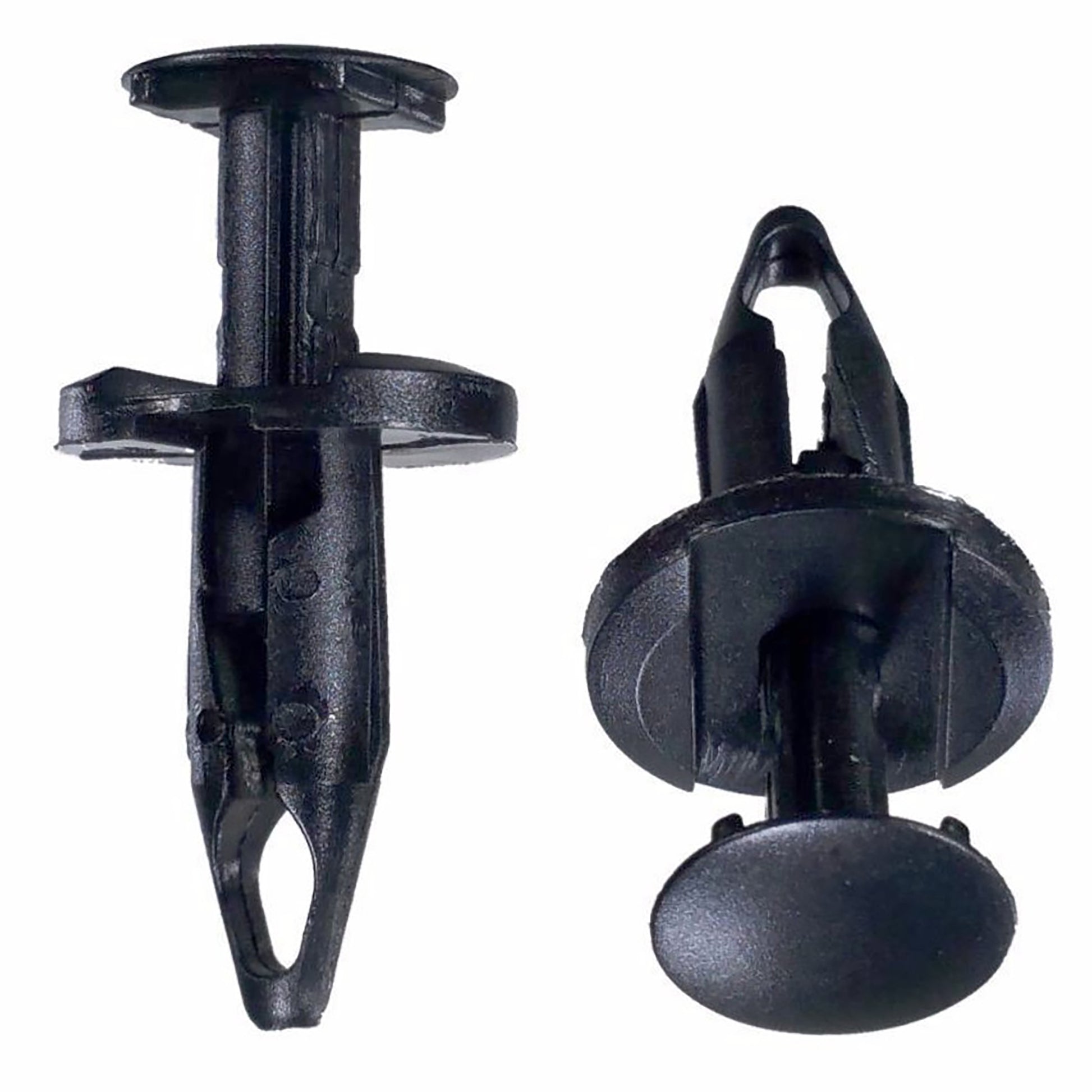 Black Nylon Wheel Moulding Push Retainer Clip 1/4" Hole 3/4" Stem 19/32" Flange - 25 Pack