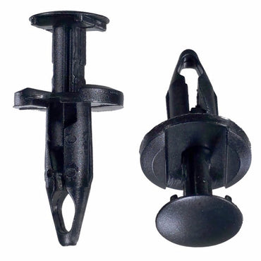 Black Nylon Wheel Moulding Push Retainer Clip 1/4" Hole 3/4" Stem 19/32" Flange - 25 Pack