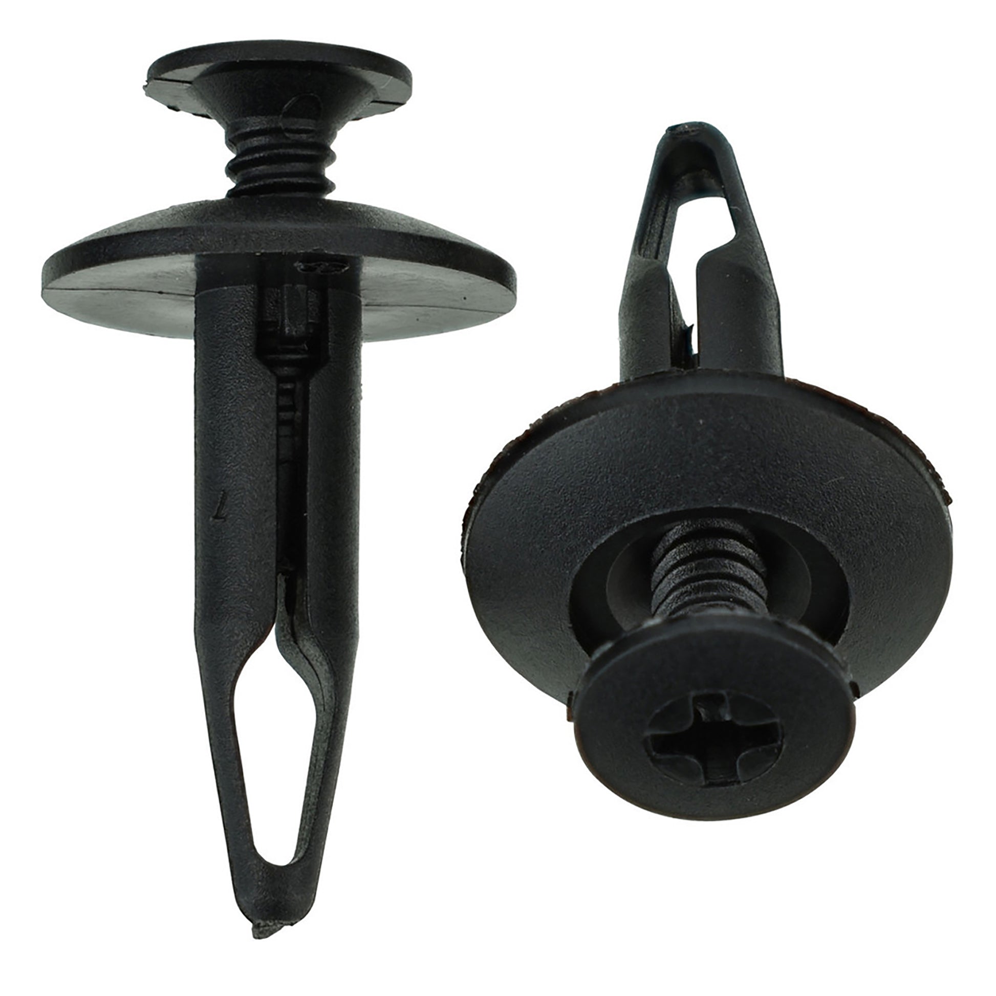 Black Nylon Radiator Shroud Phillips Screw Push Retainer 1/4" Hole 29/32" Stem - 25 Pack