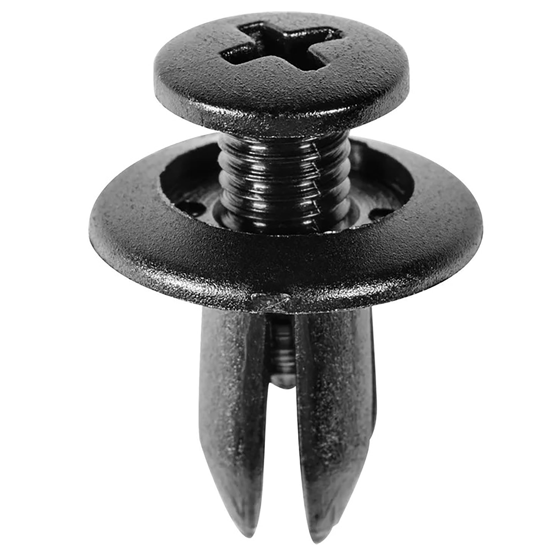 Black Nylon Phillips Screw Push Retainer Clips 9/32" Hole 12 MM Stem 15 MM Flange - 15 Pack
