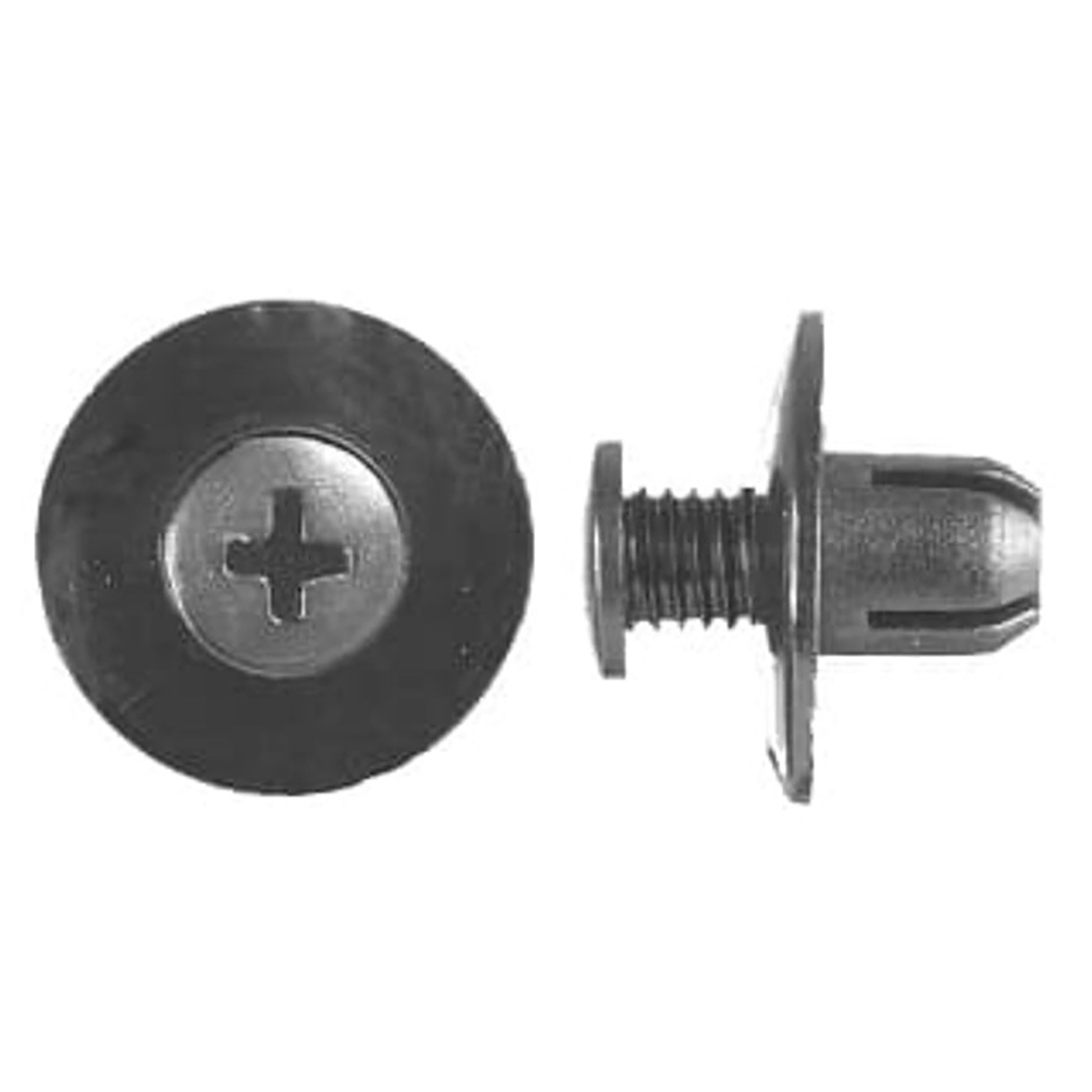 Black Nylon Splash Shield Phillips Screw Push Retainer Clips 5/16" Hole 9 MM Stem - 25 Pack