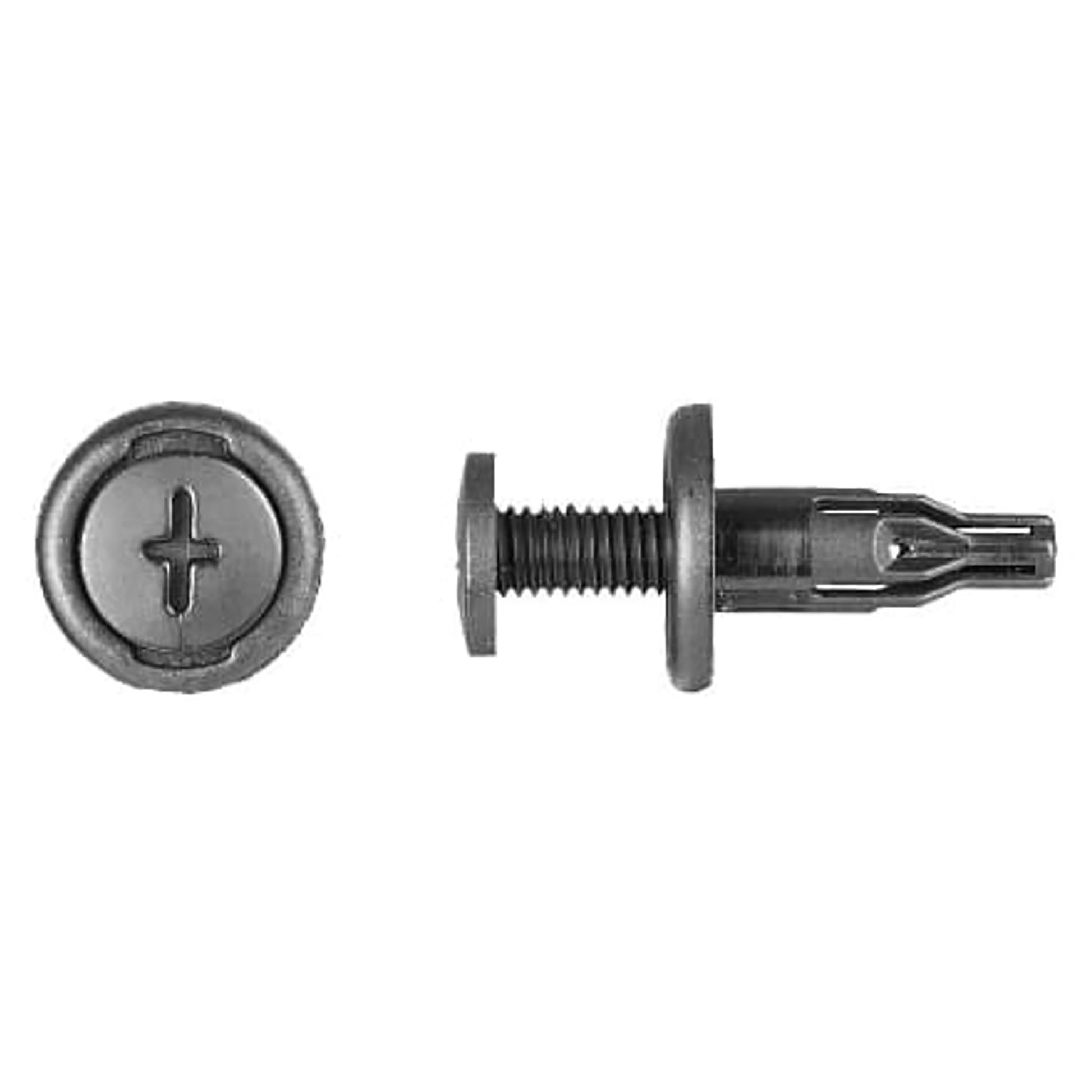 Black Nylon Phillips Screw Push Retainer Clips - 5/16" Hole - 21 MM Stem - 10 Pack