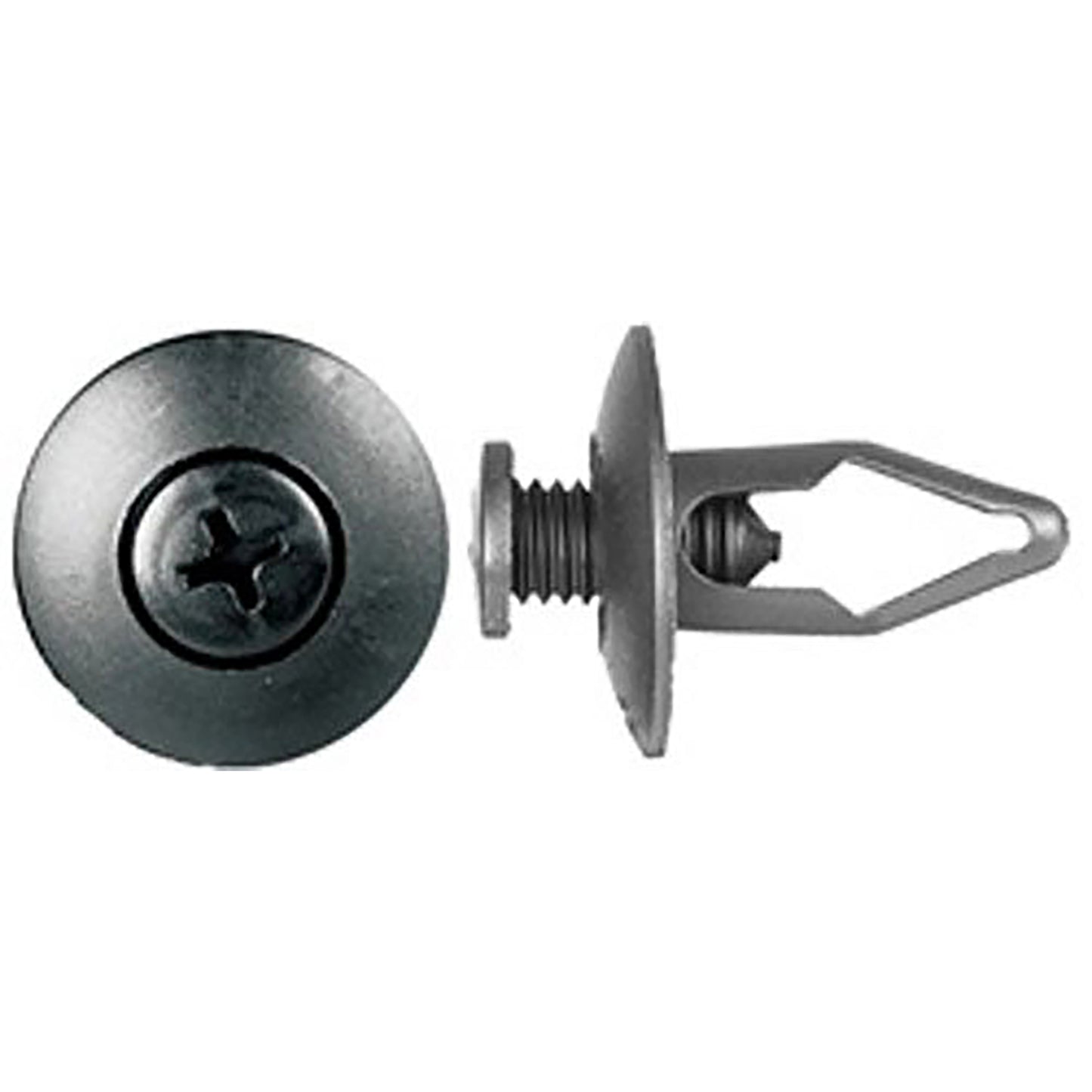 Black Nylon Inside Fender Phillips Screw Push Retainer Clip 5/16" Hole 18 MM Stem - 25 Pack