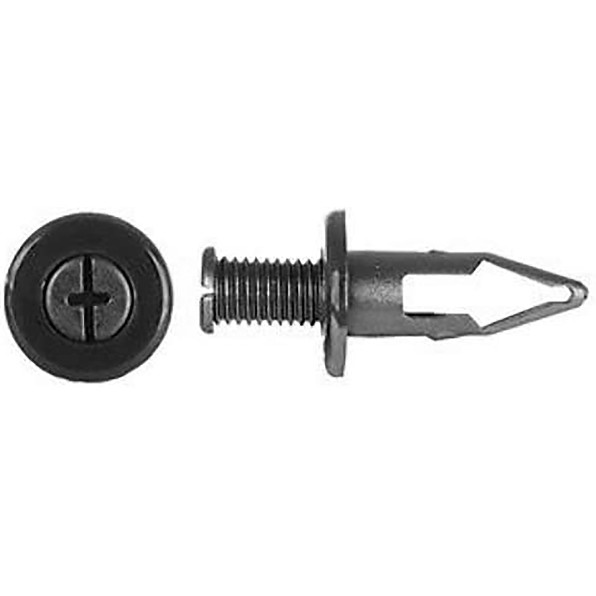 Black Nylon Bumper Fascia Phillips Screw Push Retainer 25/64" Hole 28 MM Stem - 10 Pack