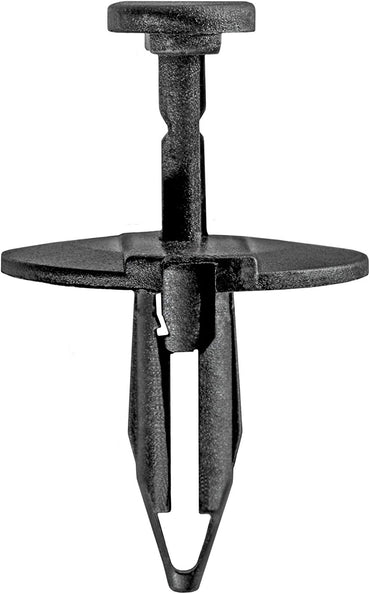 Black Nylon Splash Shield Push Type Retainer Clip - 1/4" Hole 7/8" Stem 1" Flange - 25 Pack