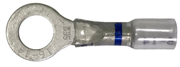 Optiseal Clear Heat Shrink & Crimp Blue Ring Terminal 16-14 Gauge 5/16 Stud - 50 Pack