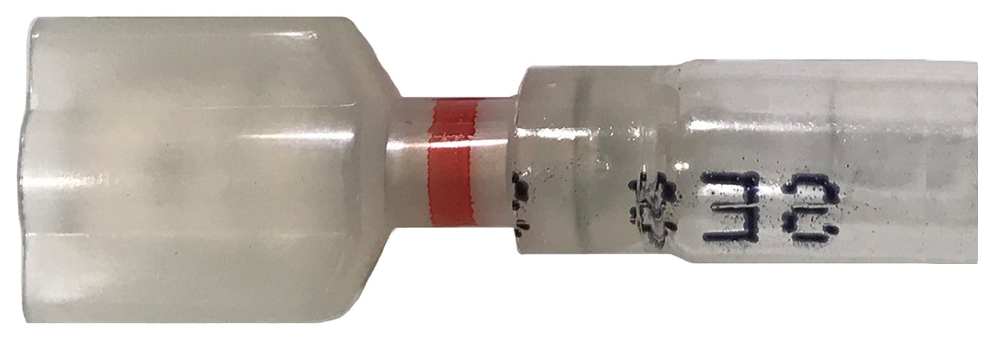 Optiseal Clear Heat Shrink & Crimp Red Male Quick Disconnect 22-18 Gauge .250 Tab - 500 Pack