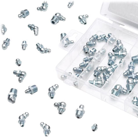 Steel Grease Fitting SAE & Metric Sizes Assortment Kit - 70 Pieces