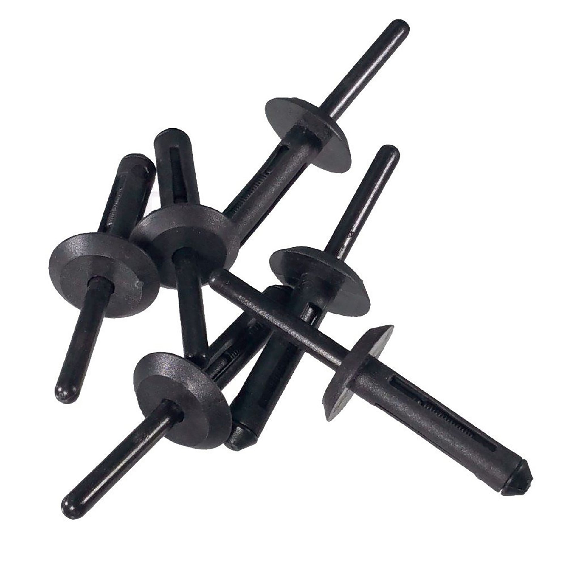 Black Nylon Blind Rivets Mandrel Retainer - 1/4" Dia. - 21/32" Flange - 25 Pack