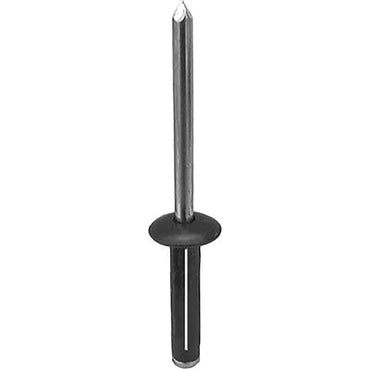 Black Aluminum Wheel House Moulding Split Rivets Mandrel Retainer - 3/16" Dia. - 25 Pack