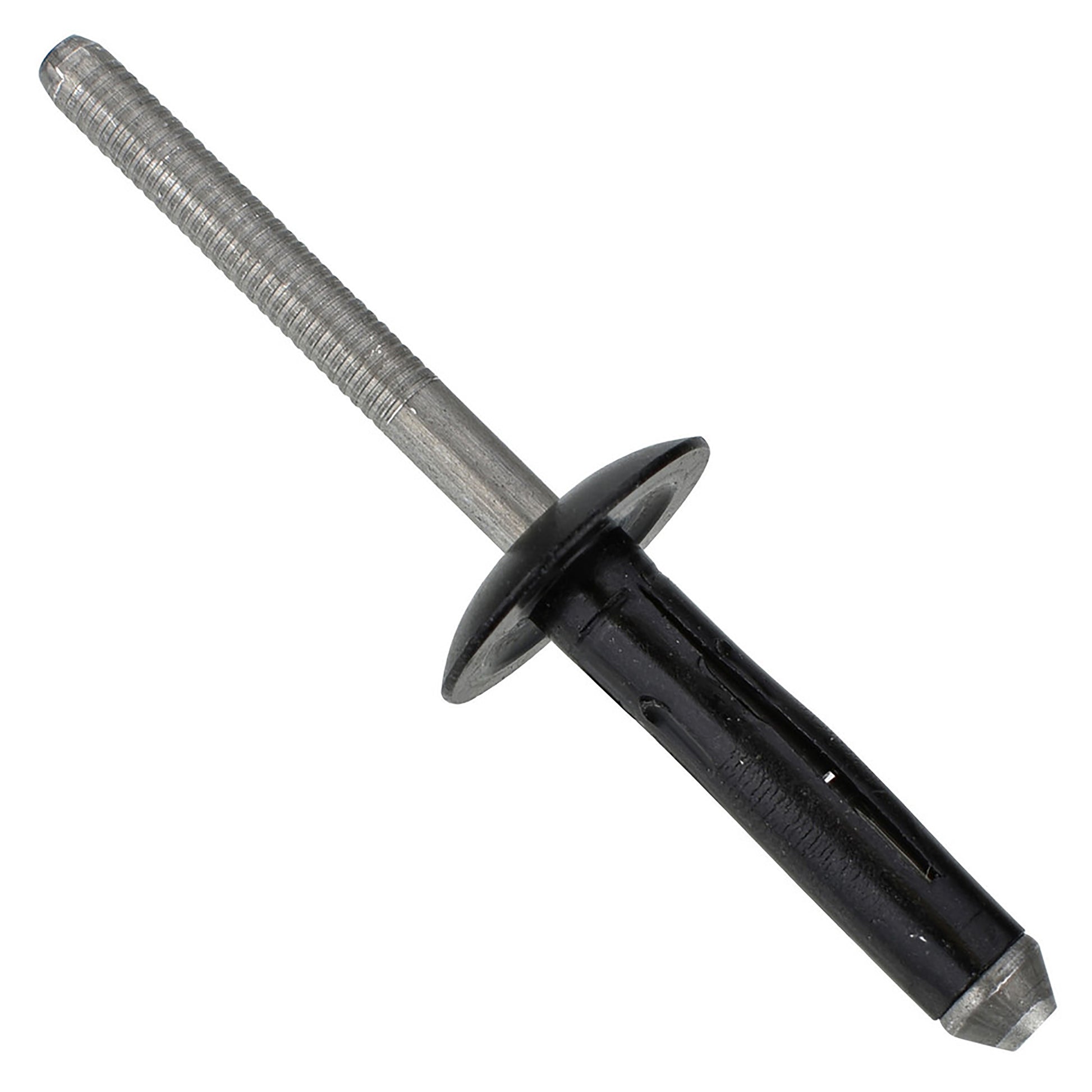 Black Aluminum Bumper Cover Rivets Mandrel Retainer - 1/4" Dia. - 11/16" Flange - 15 Pack