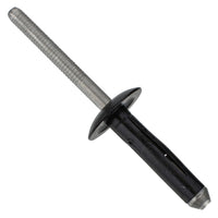 Black Aluminum Bumper Cover Rivets Mandrel Retainer - 1/4" Dia. - 11/16" Flange - 15 Pack