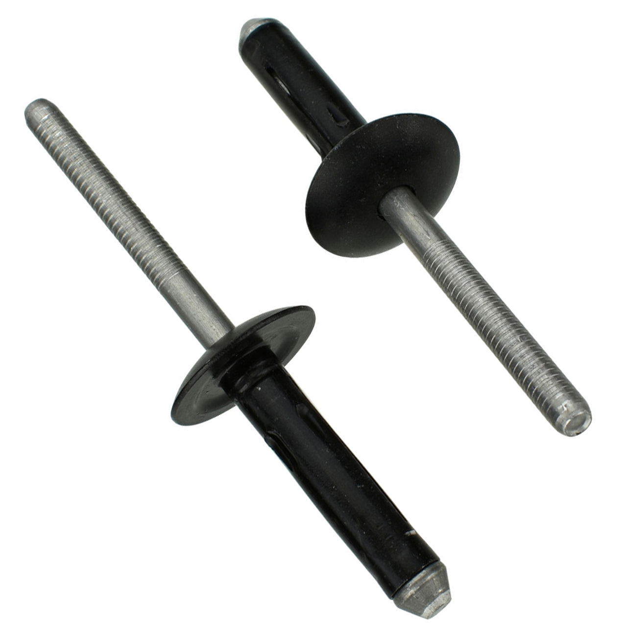 Black Aluminum Bumper Cover Rivets Mandrel Retainer - 1/4" Dia. - 11/16" Flange - 15 Pack