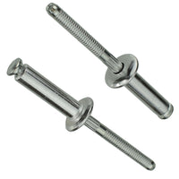 Aluminum Rivet Steel Mandrel Glass Stop Peel - 1/4" Dia. - 1/2" Flange - 25 Pack