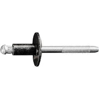 Black Steel Bumper Assembly Mandrel Rivet Retainer - 1/4" Dia. - 3/4" Flange - 25 Pack