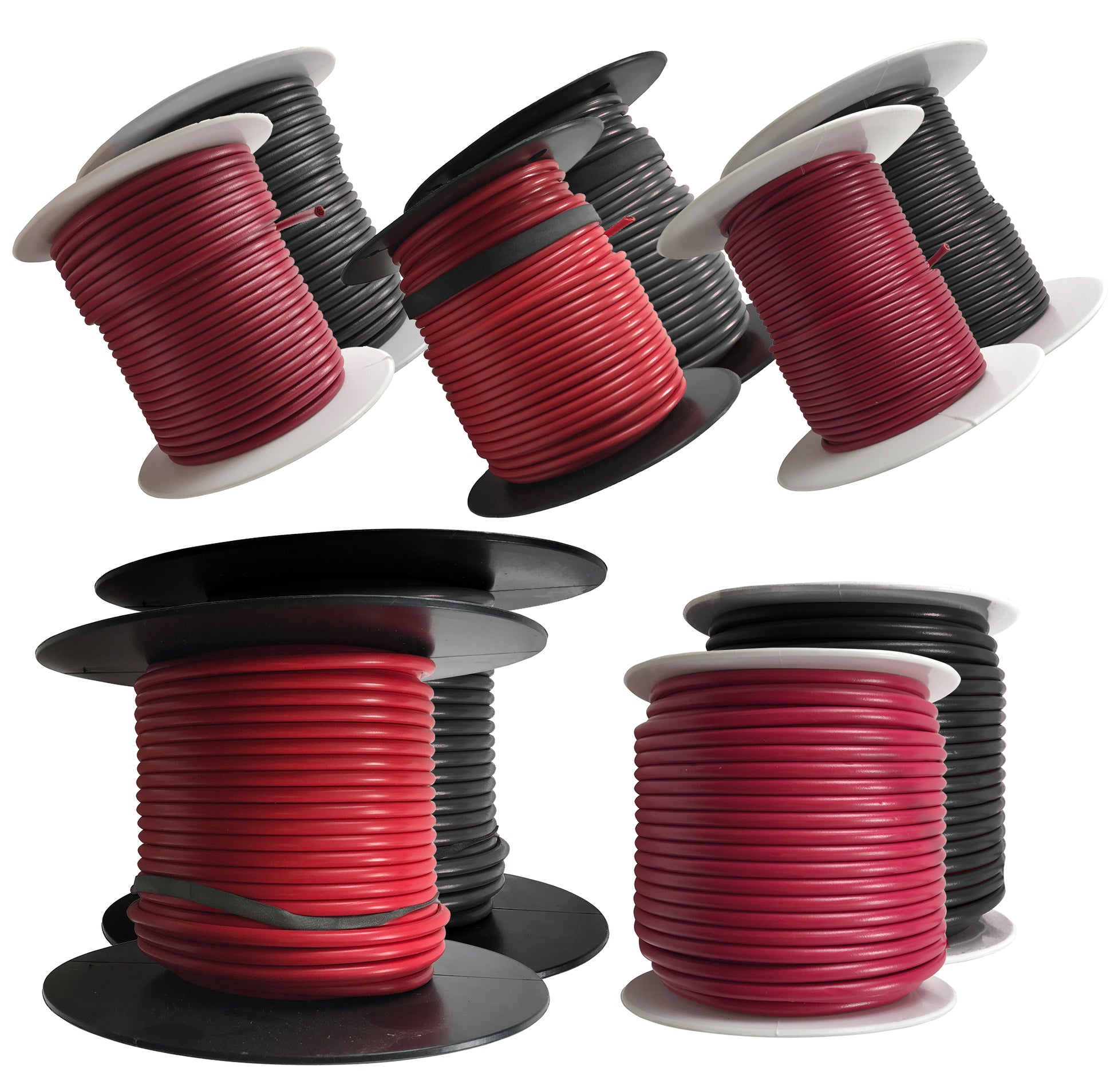 10 Spools of Black & Red 100 FT. Automotive Electrical Primary Wire - 10 to 18 AWG Gauge