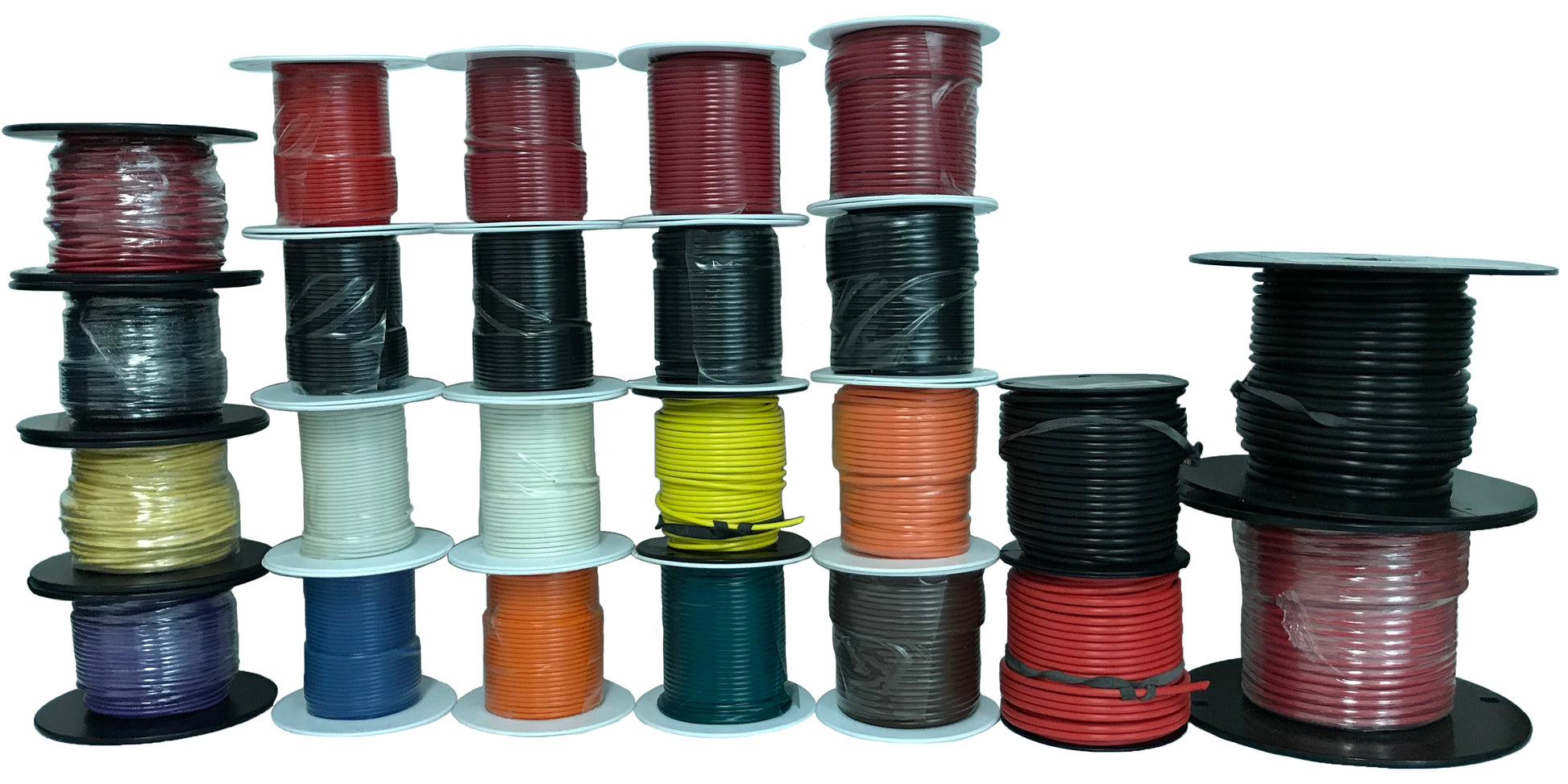 10-20 Gauge Primary Wire Assortment (24) 100' Rolls & Wire Rack