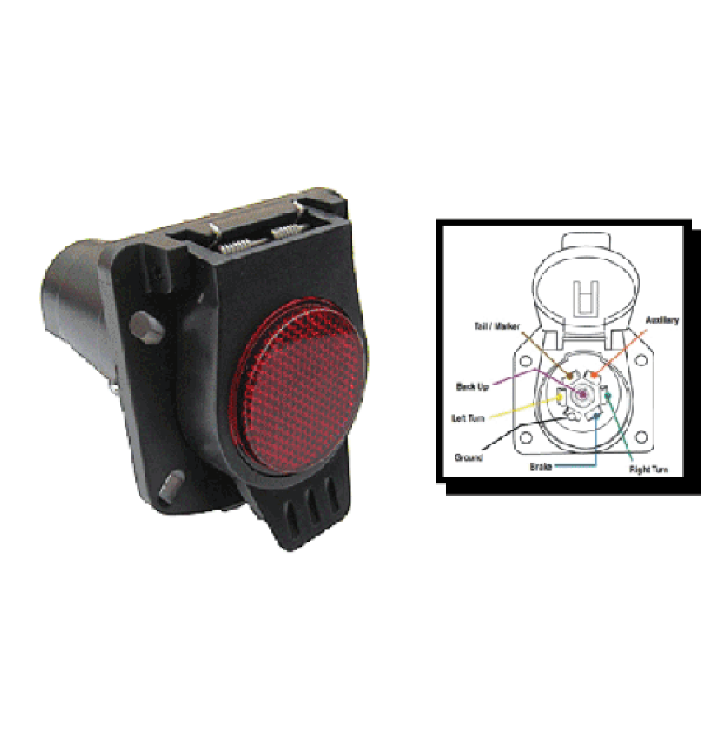 7 Way RV Trailer Blade Connector Socket With Reflector Dust Cover