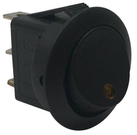 Amber Round LED Light Rocker Switch ON / OFF SPST - 20 Amps @ 12 Volt