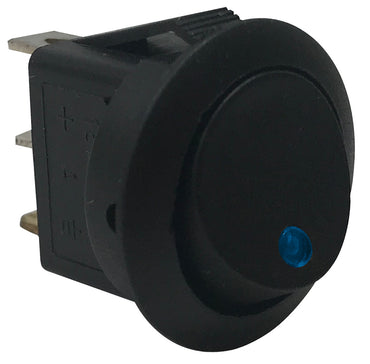 Blue Round LED Light Rocker Switch ON / OFF SPST - 20 Amps @ 12 Volt