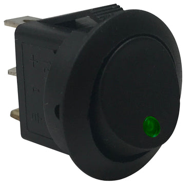 Green Round LED Light Rocker Switch ON / OFF SPST - 20 Amps @ 12 Volt