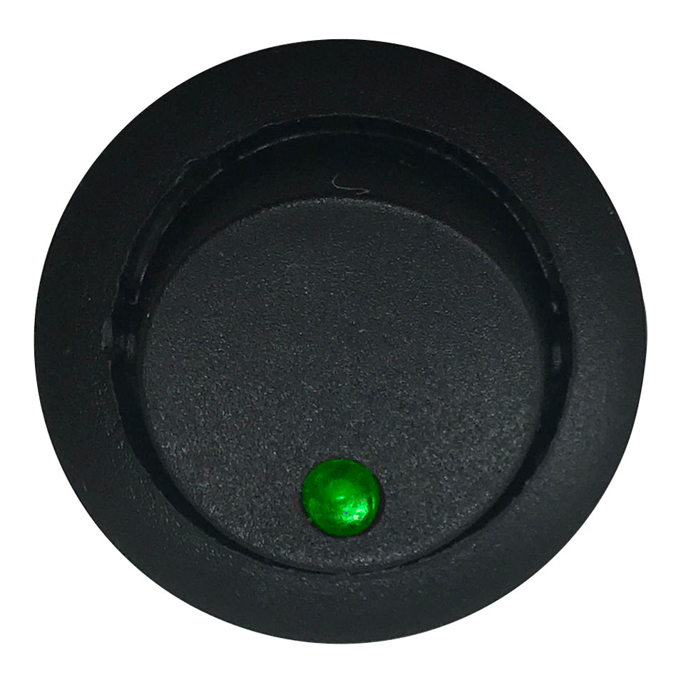 Green Round LED Light Rocker Switch ON / OFF SPST - 20 Amps @ 12 Volt