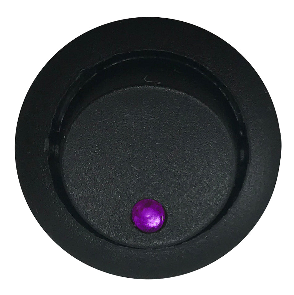 Purple Round LED Light Rocker Switch ON / OFF SPST - 20 Amps @ 12 Volt