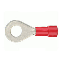 Vinyl Insulated Red Ring Terminal 8 Gauge #10 Stud - 100 Pack