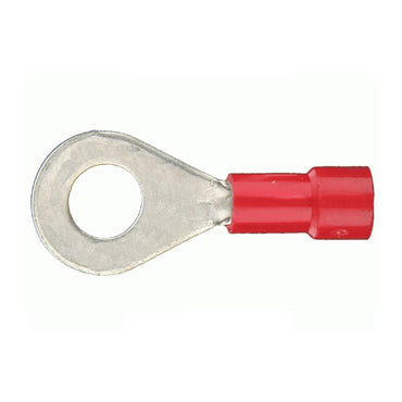 Vinyl Insulated Red Ring Terminal 8 Gauge #10 Stud - 100 Pack