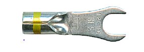 Non-Insulated Long Neck Spade Terminal 12-10 Gauge 1/4" Stud - 50 Pack