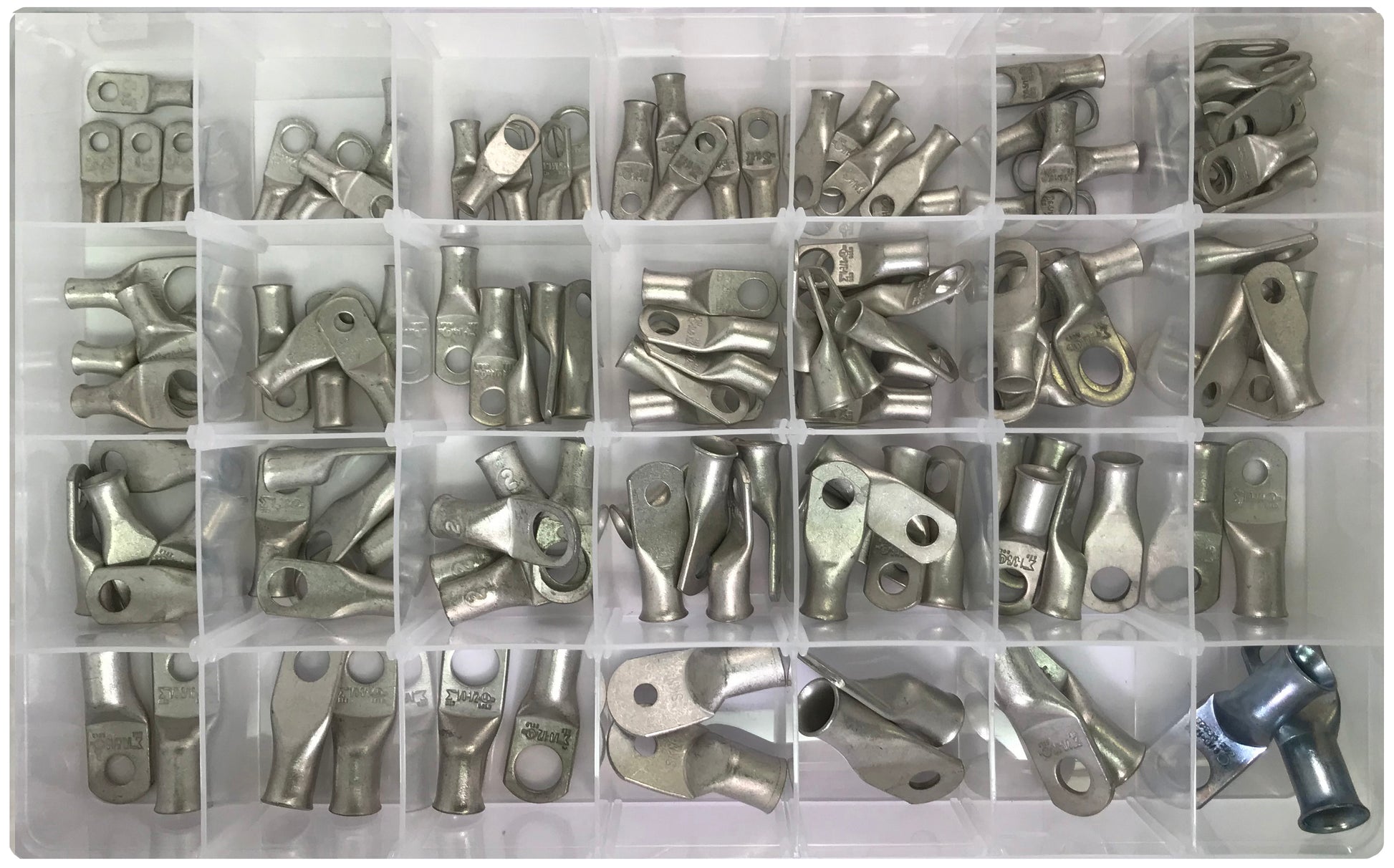 126 Piece Tinned Copper Lug & Battery Cable Terminal End Assortment Kit - 8 to 2/0 AWG