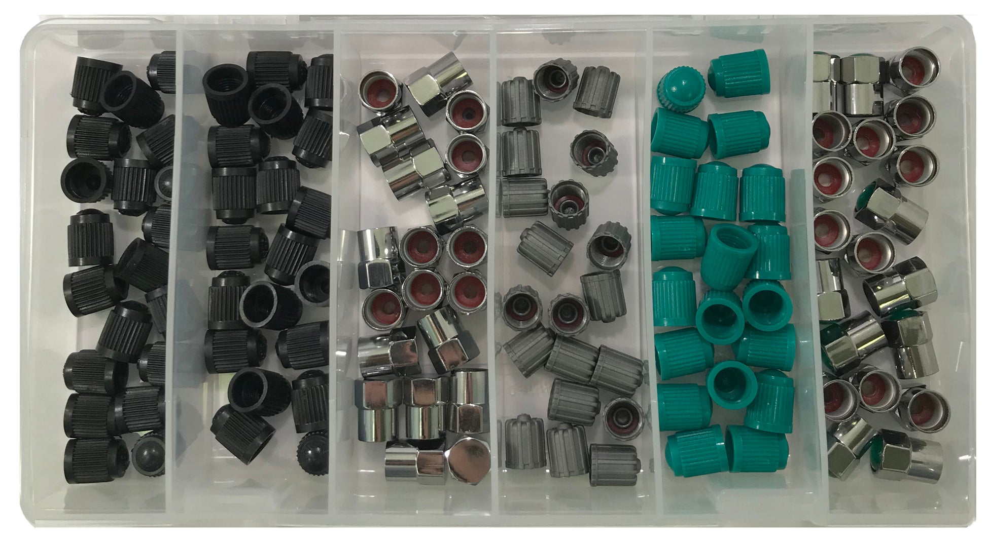 120 Piece Tire Valve Stem Cap Assortment Kit