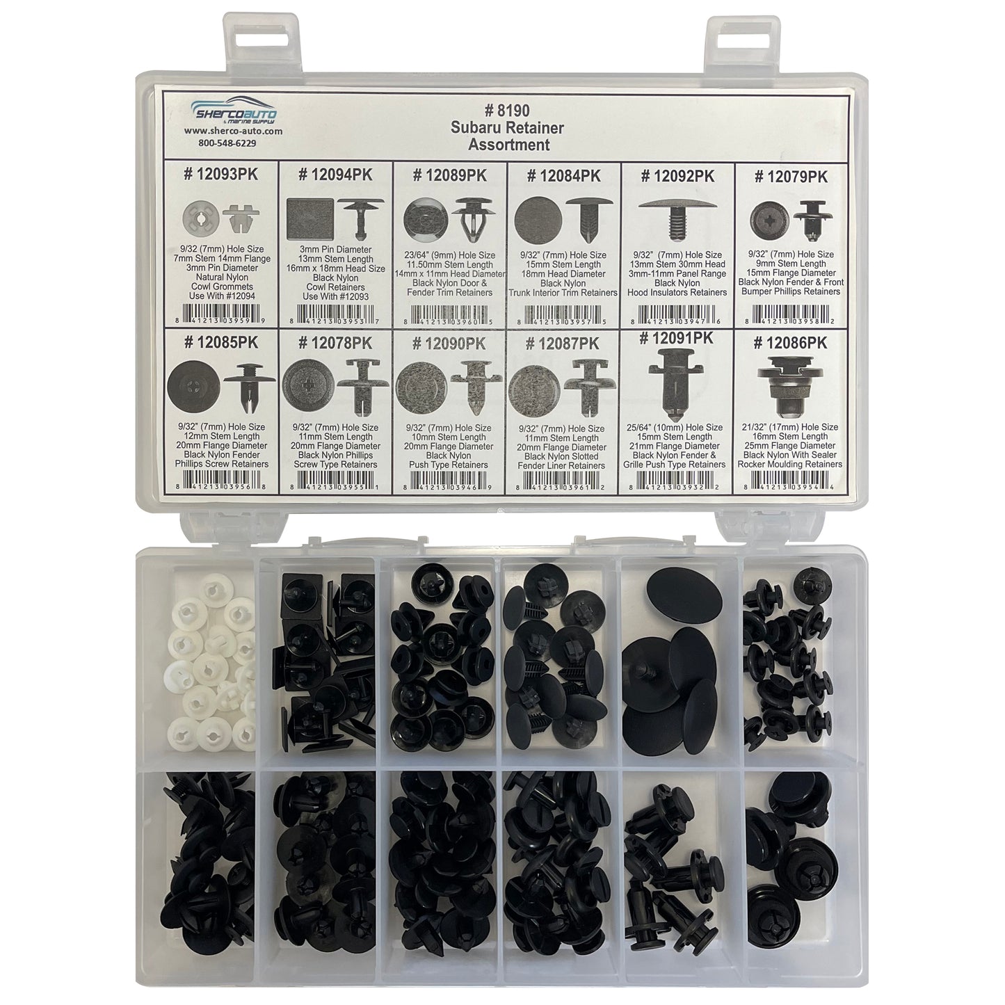 126 Piece Subaru Retainer Doors Fenders & Rocker Moldings Assortment Kit