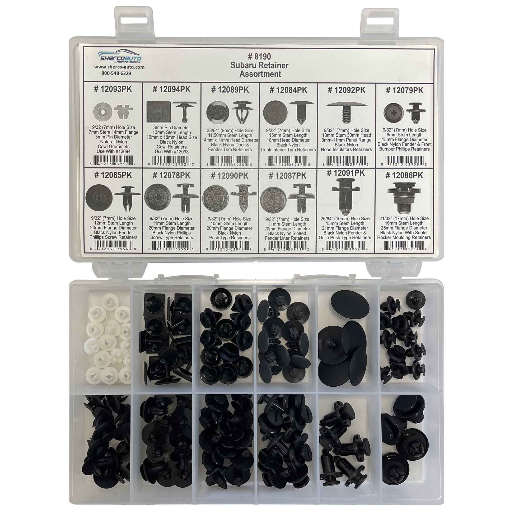 126 Piece Subaru Retainer Doors Fenders & Rocker Moldings Assortment Kit