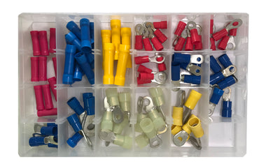 80 Piece Large Gauge Vinyl Insulated Ring Terminal & Butt Connector Assortment Kit
