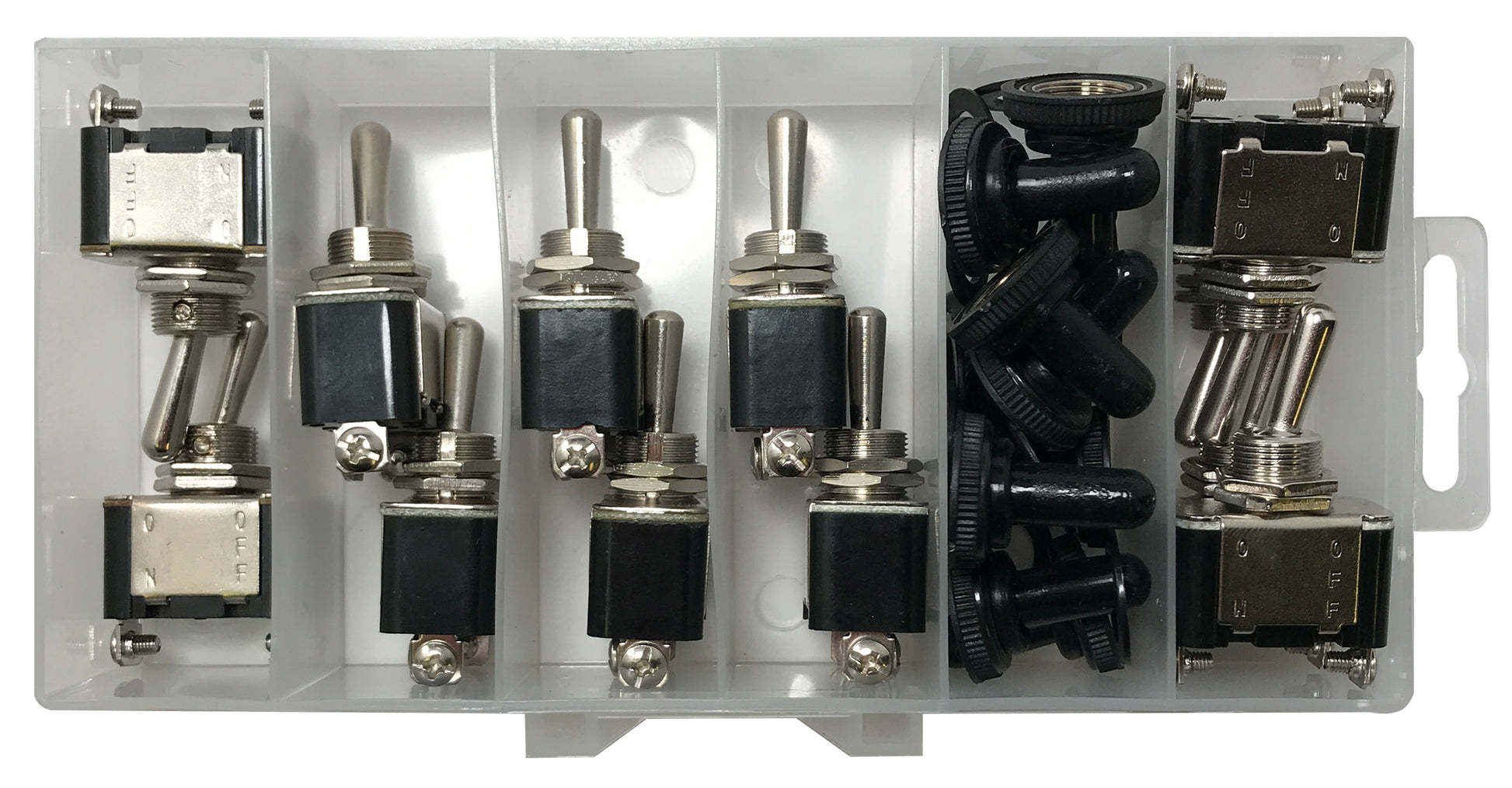 22 Piece Heavy Duty Metal Toggle Switch & Waterproof Cover Assortment Kit - 10 Amps @ 12 Volt
