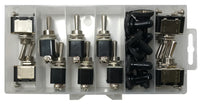 22 Piece Heavy Duty Metal Toggle Switch & Waterproof Cover Assortment Kit - 10 Amps @ 12 Volt