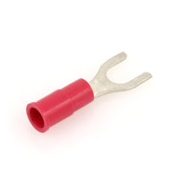 Vinyl Insulated Red Spade Terminal 22-18 Gauge #6 Stud - 100 Pack